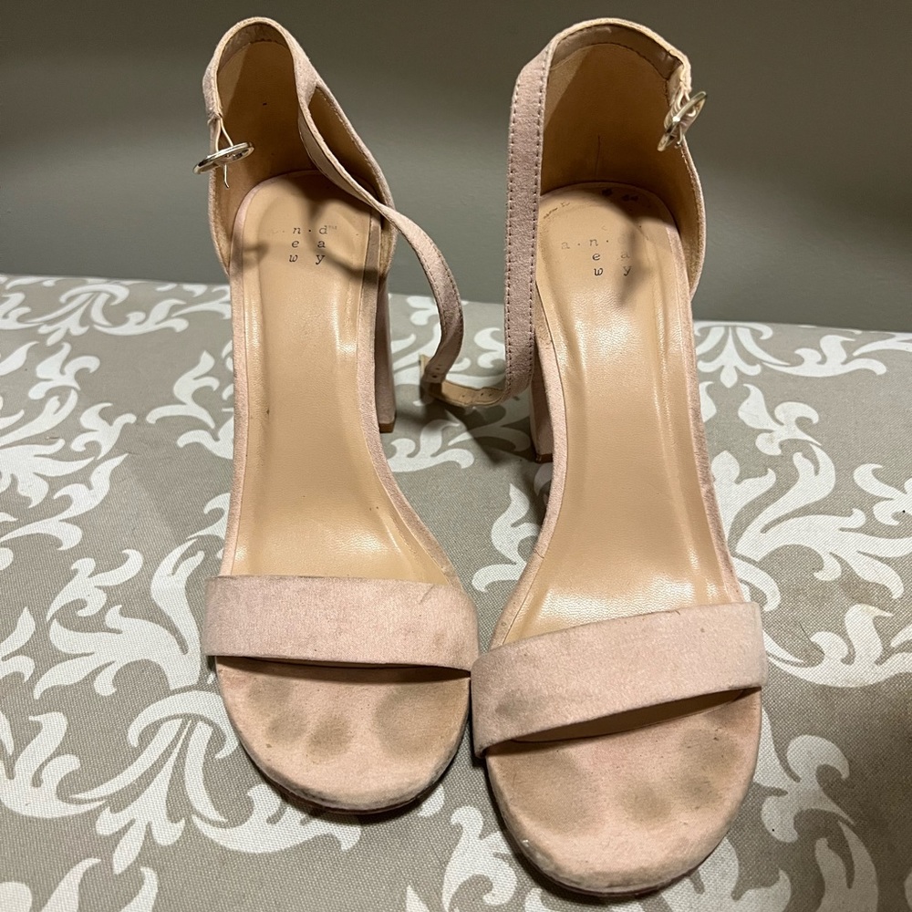 Blush strap heels - size 7.5